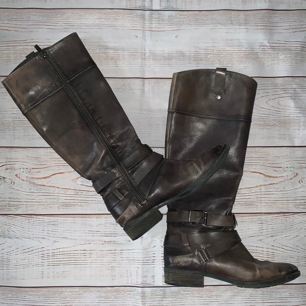Vince Camuto Dark Grey Zip Up Boots - Picture 1 of 4